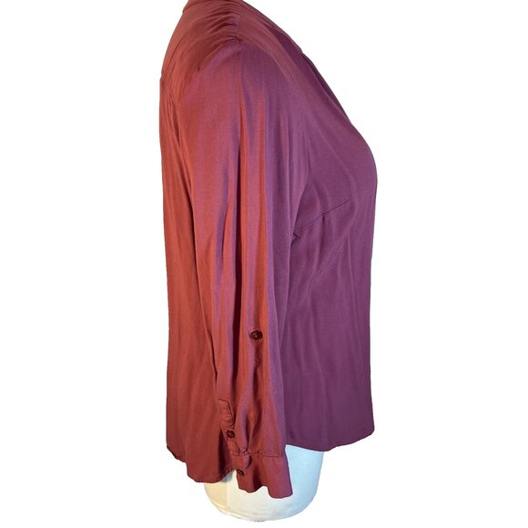 New York & Company soho Blouse Women's XXL Mauve Pink Long Sleeve Deep V-neck - Picture 5 of 13